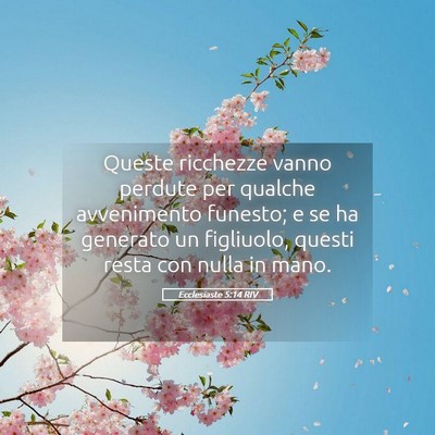 Picture 05 - Ecclesiaste 5:14 RIV - Queste ricchezze vanno perdute per qualche - Bible Verse Picture