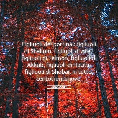 Picture 05 - Esdra 2:42 RIV - Figliuoli de’ portinai: figliuoli di Shallum, - Bible Verse Picture