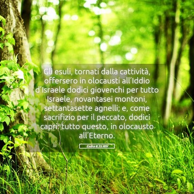 Picture 05 - Esdra 8:35 RIV - Gli esuli, tornati dalla cattività, offersero in - Bible Verse Picture