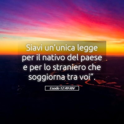 Picture 05 - Esodo 12:49 RIV - Siavi un’unica legge per il nativo del paese e - Bible Verse Picture