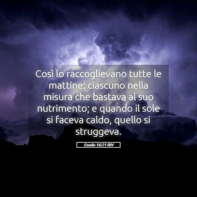 Picture 05 - Esodo 16:21 RIV - Così lo raccoglievano tutte le mattine: ciascuno - Bible Verse Picture