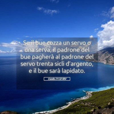 Picture 05 - Esodo 21:32 RIV - Se il bue cozza un servo o una serva, il padrone - Bible Verse Picture