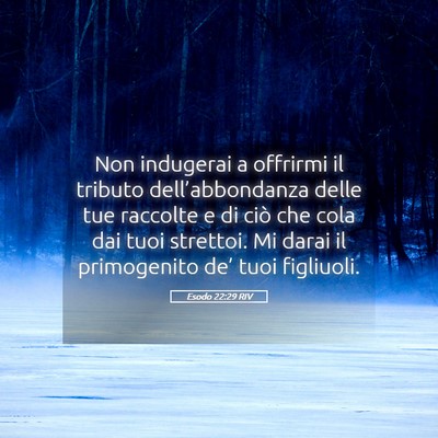 Picture 05 - Esodo 22:29 RIV - Non indugerai a offrirmi il tributo - Bible Verse Picture