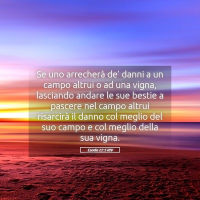 Picture 05 - Esodo 22:5 RIV - Se uno arrecherà de’ danni a un campo altrui o - Bible Verse Picture
