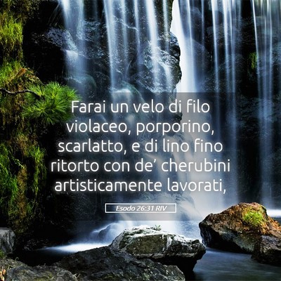 Picture 05 - Esodo 26:31 RIV - Farai un velo di filo violaceo, porporino, - Bible Verse Picture