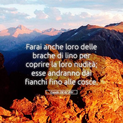 Picture 05 - Esodo 28:42 RIV - Farai anche loro delle brache di lino per coprire - Bible Verse Picture