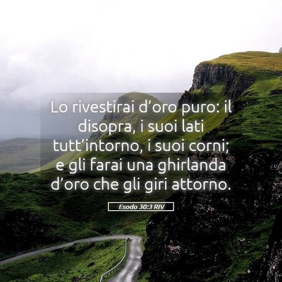 Picture 05 - Esodo 30:3 RIV - Lo rivestirai d’oro puro: il disopra, i suoi - Bible Verse Picture