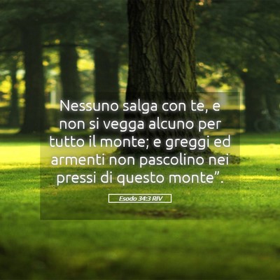 Picture 05 - Esodo 34:3 RIV - Nessuno salga con te, e non si vegga alcuno per - Bible Verse Picture
