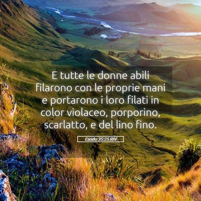Picture 05 - Esodo 35:25 RIV - E tutte le donne abili filarono con le proprie - Bible Verse Picture