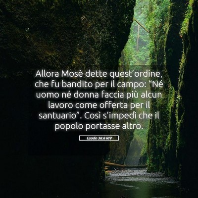 Picture 05 - Esodo 36:6 RIV - Allora Mosè dette quest’ordine, che fu bandito - Bible Verse Picture
