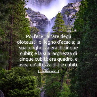 Picture 05 - Esodo 38:1 RIV - Poi fece l’altare degli olocausti, di legno - Bible Verse Picture