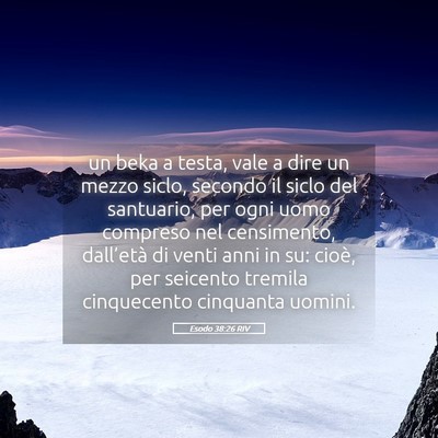 Picture 05 - Esodo 38:26 RIV - un beka a testa, vale a dire un mezzo siclo, - Bible Verse Picture