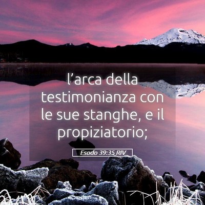 Picture 05 - Esodo 39:35 RIV - l’arca della testimonianza con le sue stanghe, - Bible Verse Picture