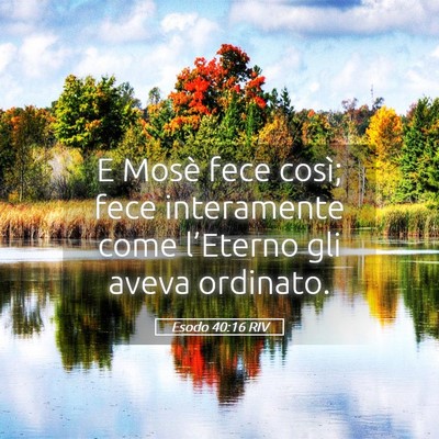 Picture 05 - Esodo 40:16 RIV - E Mosè fece così; fece interamente come - Bible Verse Picture