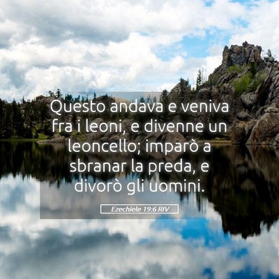 Picture 05 - Ezechiele 19:6 RIV - Questo andava e veniva fra i leoni, e divenne un - Bible Verse Picture