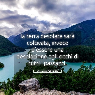 Picture 05 - Ezechiele 36:34 RIV - la terra desolata sarà coltivata, invece - Bible Verse Picture