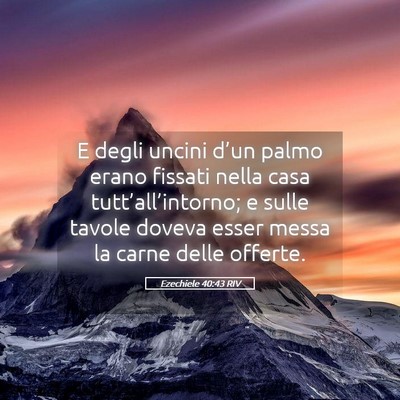 Picture 05 - Ezechiele 40:43 RIV - E degli uncini d’un palmo erano fissati nella - Bible Verse Picture