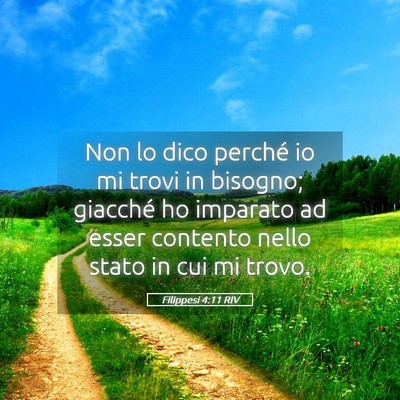 Picture 05 - Filippesi 4:11 RIV - Non lo dico perché io mi trovi in bisogno; - Bible Verse Picture