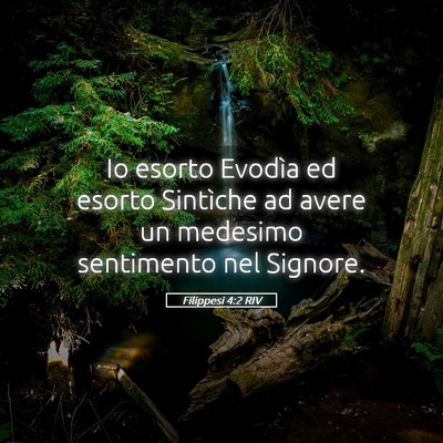Picture 05 - Filippesi 4:2 RIV - Io esorto Evodìa ed esorto Sintìche ad avere un - Bible Verse Picture