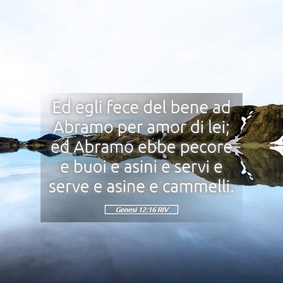 Picture 05 - Genesi 12:16 RIV - Ed egli fece del bene ad Abramo per amor di lei; - Bible Verse Picture