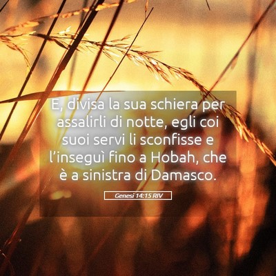 Picture 05 - Genesi 14:15 RIV - E, divisa la sua schiera per assalirli di notte, - Bible Verse Picture