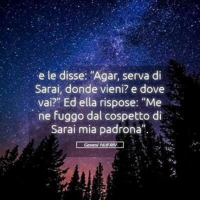 Picture 05 - Genesi 16:8 RIV - e le disse: “Agar, serva di Sarai, donde vieni? - Bible Verse Picture