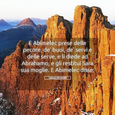 Picture 05 - Genesi 20:14 RIV - E Abimelec prese delle pecore, de’ buoi, de’ - Bible Verse Picture