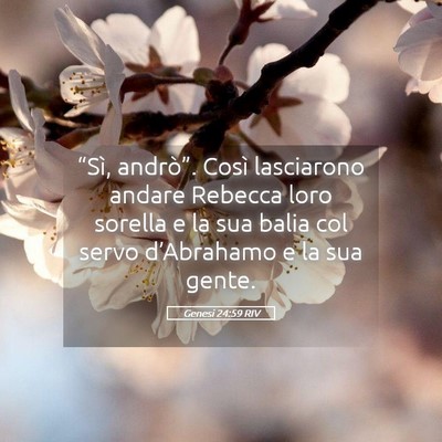 Picture 05 - Genesi 24:59 RIV - “Sì, andrò”. Così lasciarono andare - Bible Verse Picture