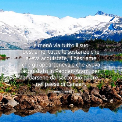 Picture 05 - Genesi 31:18 RIV - e menò via tutto il suo bestiame, tutte le - Bible Verse Picture