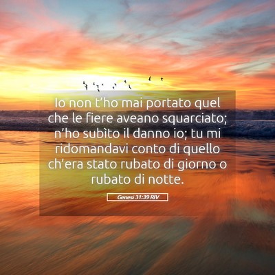 Picture 05 - Genesi 31:39 RIV - Io non t’ho mai portato quel che le fiere - Bible Verse Picture