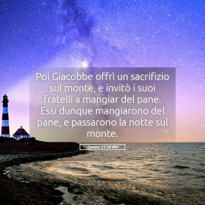 Picture 05 - Genesi 31:54 RIV - Poi Giacobbe offrì un sacrifizio sul monte, e - Bible Verse Picture
