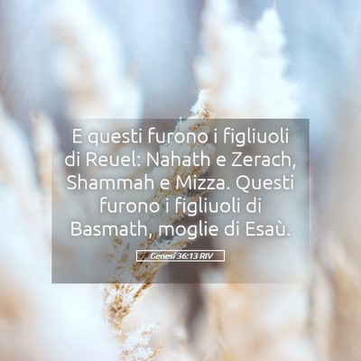 Picture 05 - Genesi 36:13 RIV - E questi furono i figliuoli di Reuel: Nahath e - Bible Verse Picture
