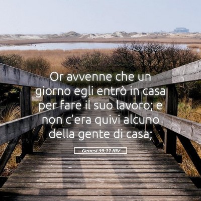Picture 05 - Genesi 39:11 RIV - Or avvenne che un giorno egli entrò in casa per - Bible Verse Picture