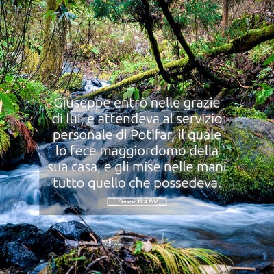 Picture 05 - Genesi 39:4 RIV - Giuseppe entrò nelle grazie di lui, e attendeva - Bible Verse Picture