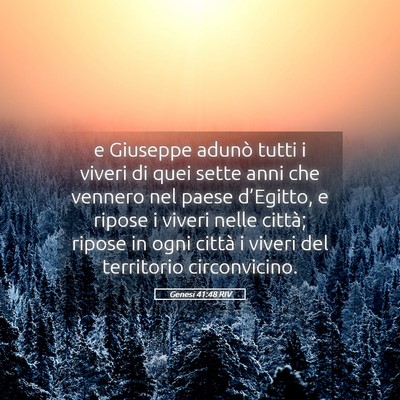 Picture 05 - Genesi 41:48 RIV - e Giuseppe adunò tutti i viveri di quei sette - Bible Verse Picture