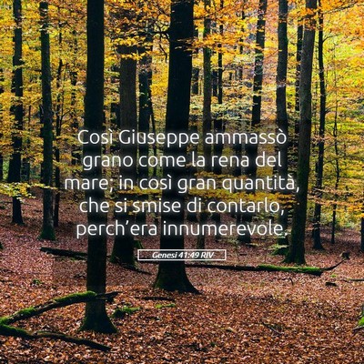 Picture 05 - Genesi 41:49 RIV - Così Giuseppe ammassò grano come la rena del - Bible Verse Picture