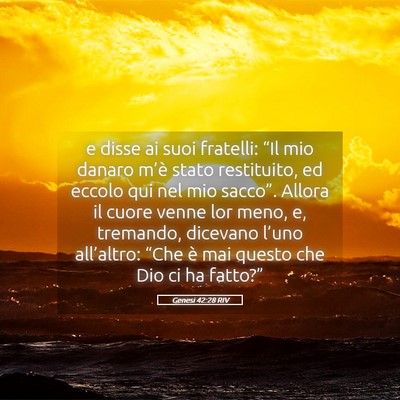 Picture 05 - Genesi 42:28 RIV - e disse ai suoi fratelli: “Il mio danaro m’è - Bible Verse Picture