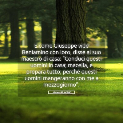 Picture 05 - Genesi 43:16 RIV - E come Giuseppe vide Beniamino con loro, disse al - Bible Verse Picture