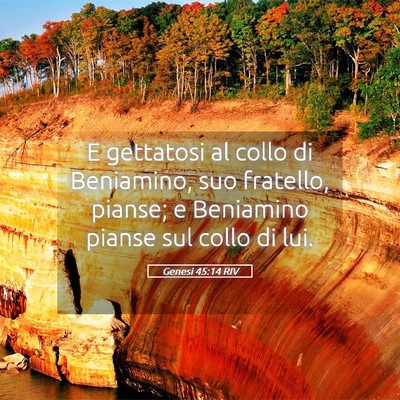 Picture 05 - Genesi 45:14 RIV - E gettatosi al collo di Beniamino, suo fratello, - Bible Verse Picture