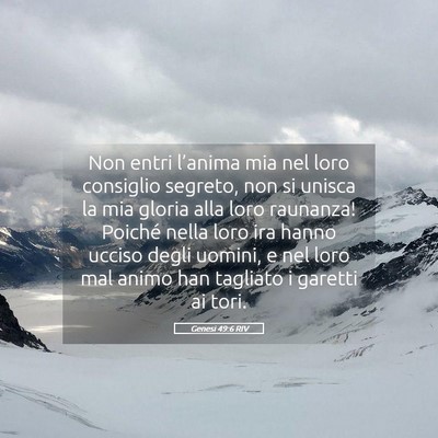 Picture 05 - Genesi 49:6 RIV - Non entri l’anima mia nel loro consiglio - Bible Verse Picture