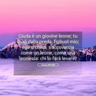 Picture 05 - Genesi 49:9 RIV - Giuda è un giovine leone; tu risali dalla preda, - Bible Verse Picture