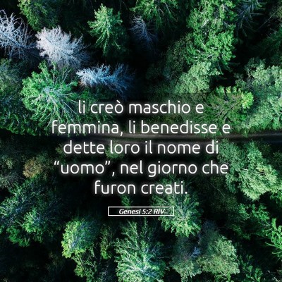 Picture 05 - Genesi 5:2 RIV - li creò maschio e femmina, li benedisse e dette - Bible Verse Picture