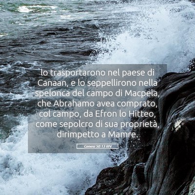 Picture 05 - Genesi 50:13 RIV - lo trasportarono nel paese di Canaan, e lo - Bible Verse Picture