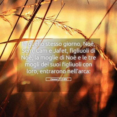 Picture 05 - Genesi 7:13 RIV - In quello stesso giorno, Noè, Sem, Cam e Jafet, - Bible Verse Picture