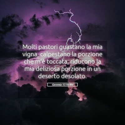 Picture 05 - Geremia 12:10 RIV - Molti pastori guastano la mia vigna, calpestano - Bible Verse Picture