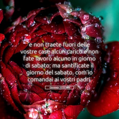 Picture 05 - Geremia 17:22 RIV - e non traete fuori delle vostre case alcun carico - Bible Verse Picture
