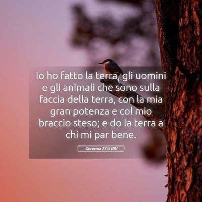 Picture 05 - Geremia 27:5 RIV - Io ho fatto la terra, gli uomini e gli animali - Bible Verse Picture