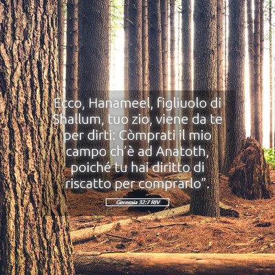 Picture 05 - Geremia 32:7 RIV - Ecco, Hanameel, figliuolo di Shallum, tuo zio, - Bible Verse Picture