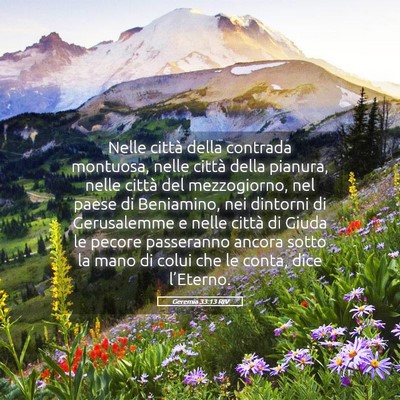 Picture 05 - Geremia 33:13 RIV - Nelle città della contrada montuosa, nelle - Bible Verse Picture
