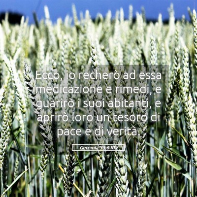 Picture 05 - Geremia 33:6 RIV - Ecco, io recherò ad essa medicazione e rimedi, e - Bible Verse Picture
